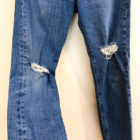 Levi's Wedgie Fit Distressed Skinny High Waist Dark Wash Classic Denim Jeans 25 - Picture 4 of 11